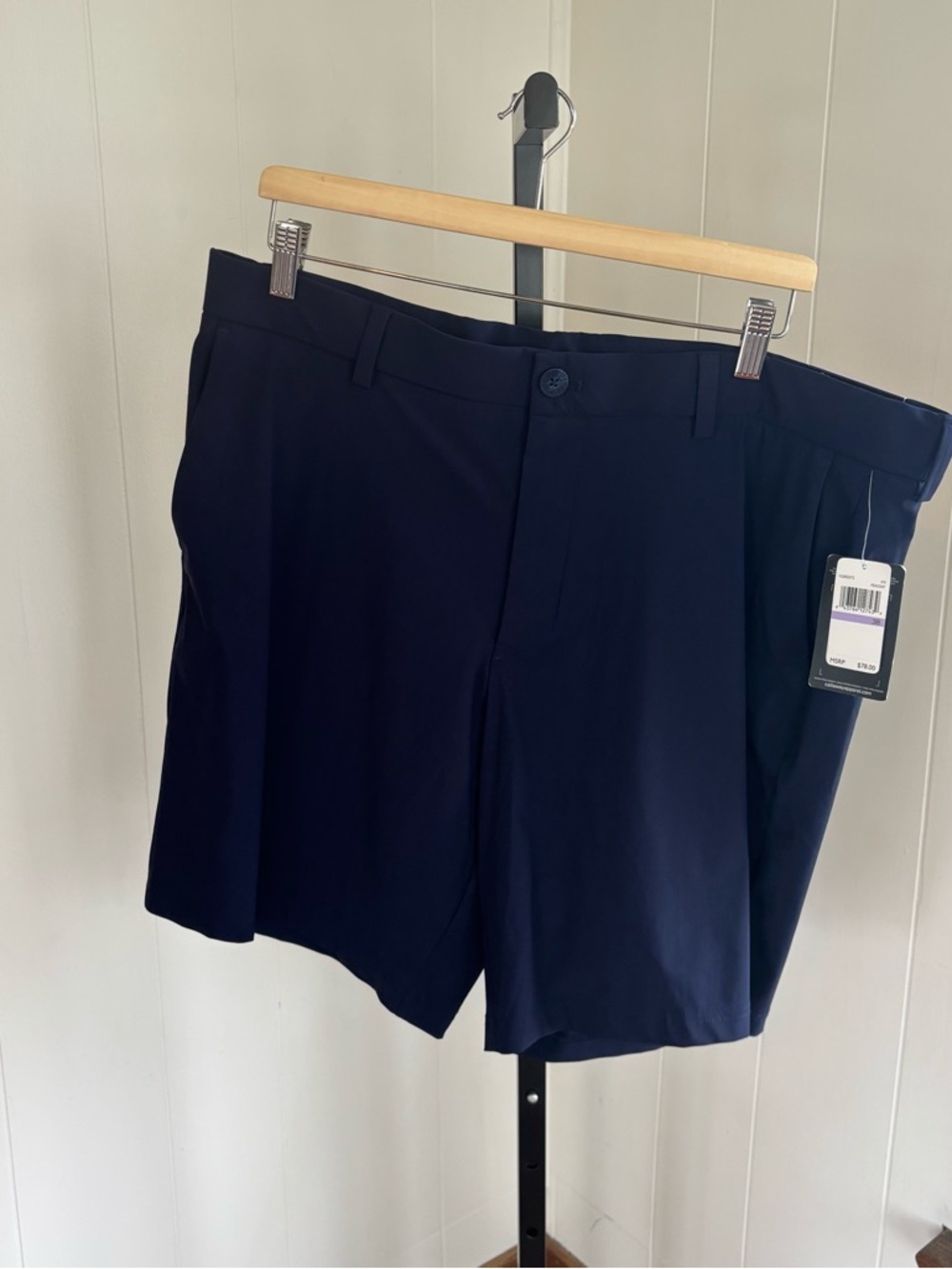 Callaway Mens 38x9 Flat Front Performance Chino Opti Dri Golf Shorts Navy NWT - Picture 5 of 8